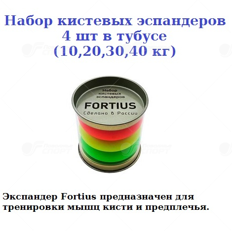 Набор кистевых эспандеров Fortius Neon (тубус) 4шт. (10,20,30.40кг)
